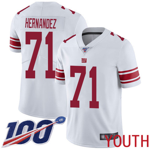 Youth New York Giants #71 Will Hernandez White Vapor Untouchable Limited Player 100th Season Football NFL Jersey